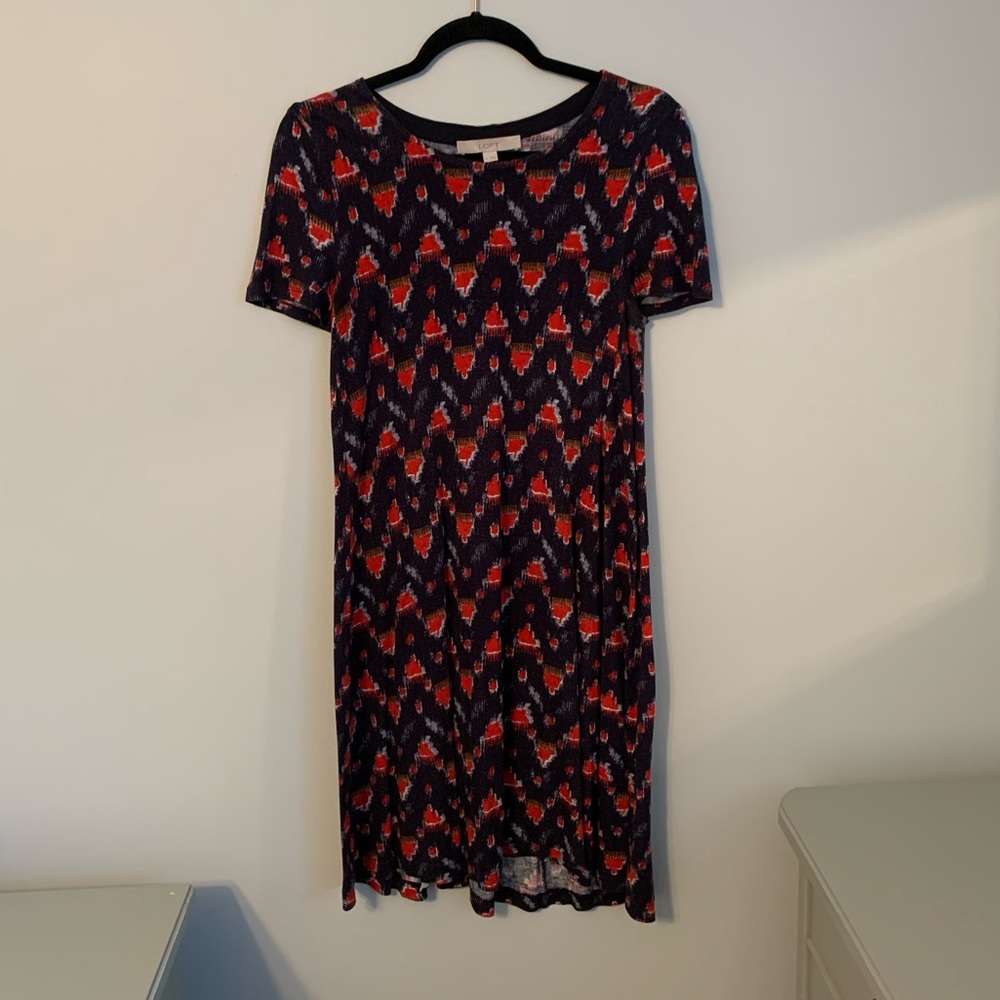 Navy and Red Loft T-Shirt Dress